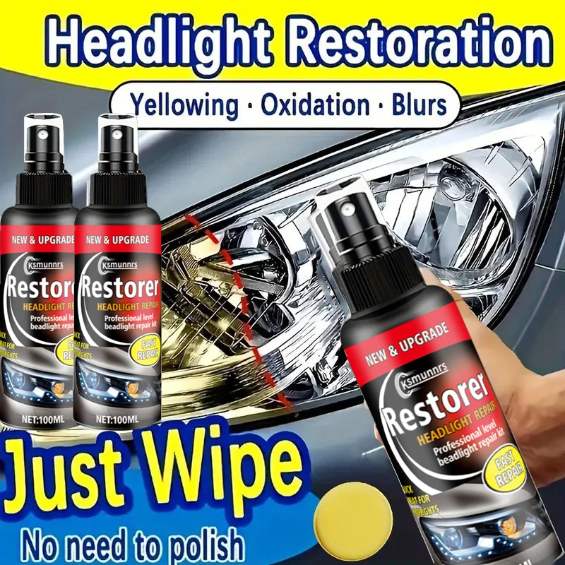 100ml Auto Headlight Restorer: Powerful Repair, Shiny Polishing, Simple Use for Crystal-Clear Lenses