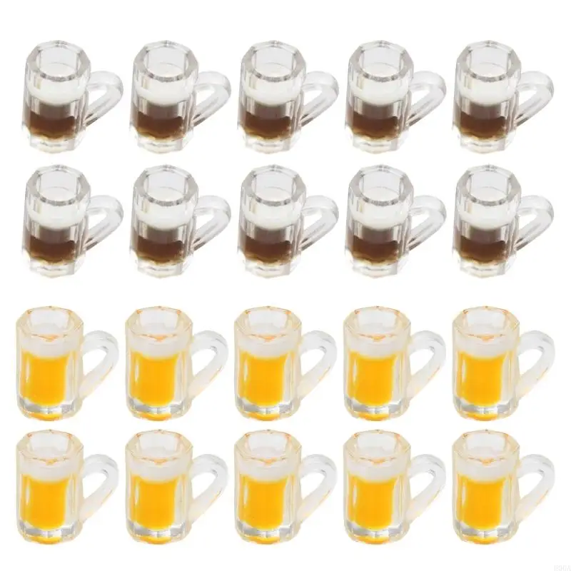 E06A 10Pcs/set DIY Simulation Beer Mug Miniature Beer Glass Resin Jewelry Accessories