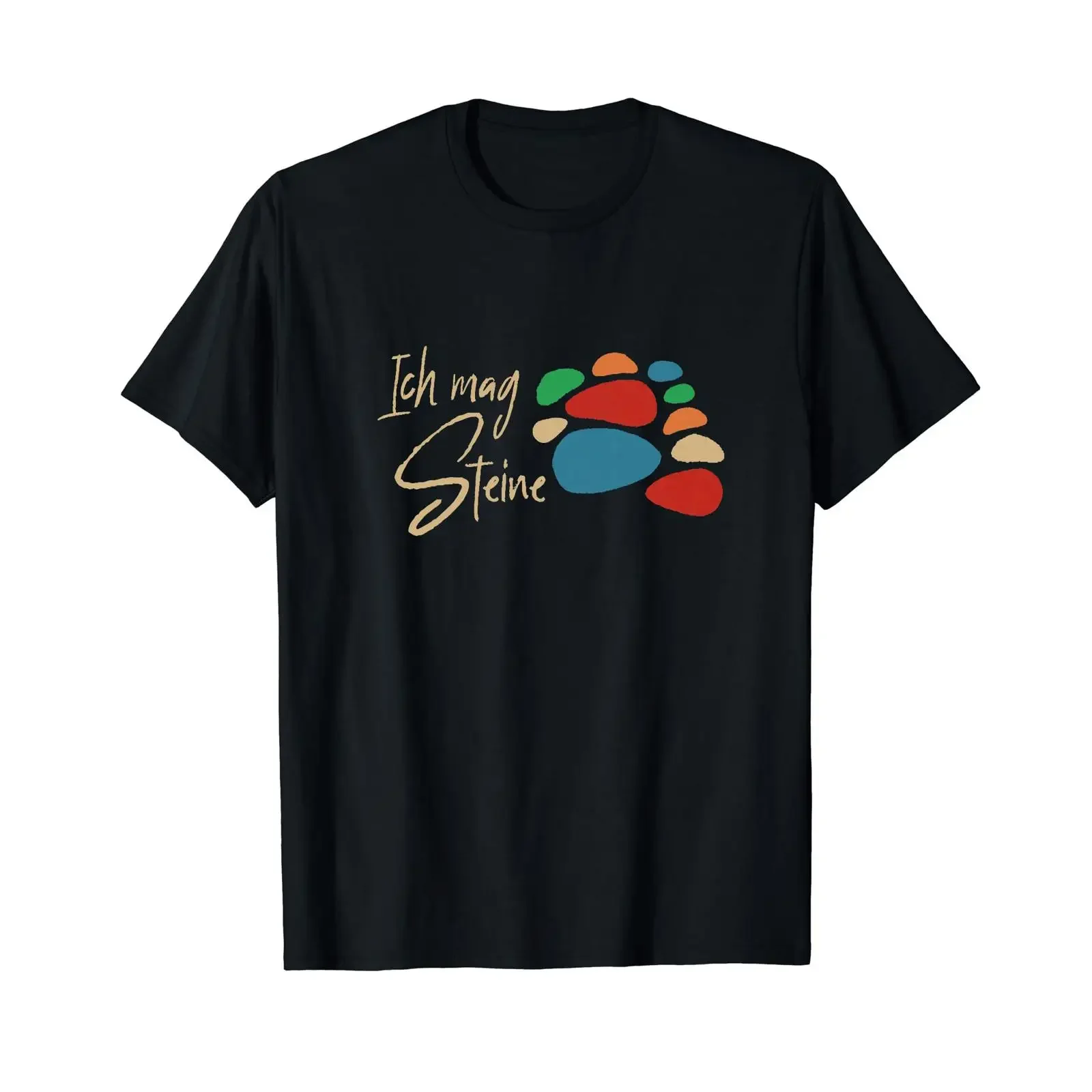 T Shirt with German Text Ich mag Stein Language black vintage Washed Breathable Top For Everyday Wear graphic Versatile fashion