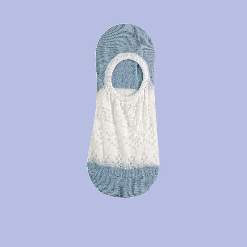 Chaussettes invisibles fines et peu profondes, chaussettes courtes à fleurs bleues, chaussettes décontractées en silicone non aldé, chaussettes à talons sans chute, été, nouveau, 5/10 paires