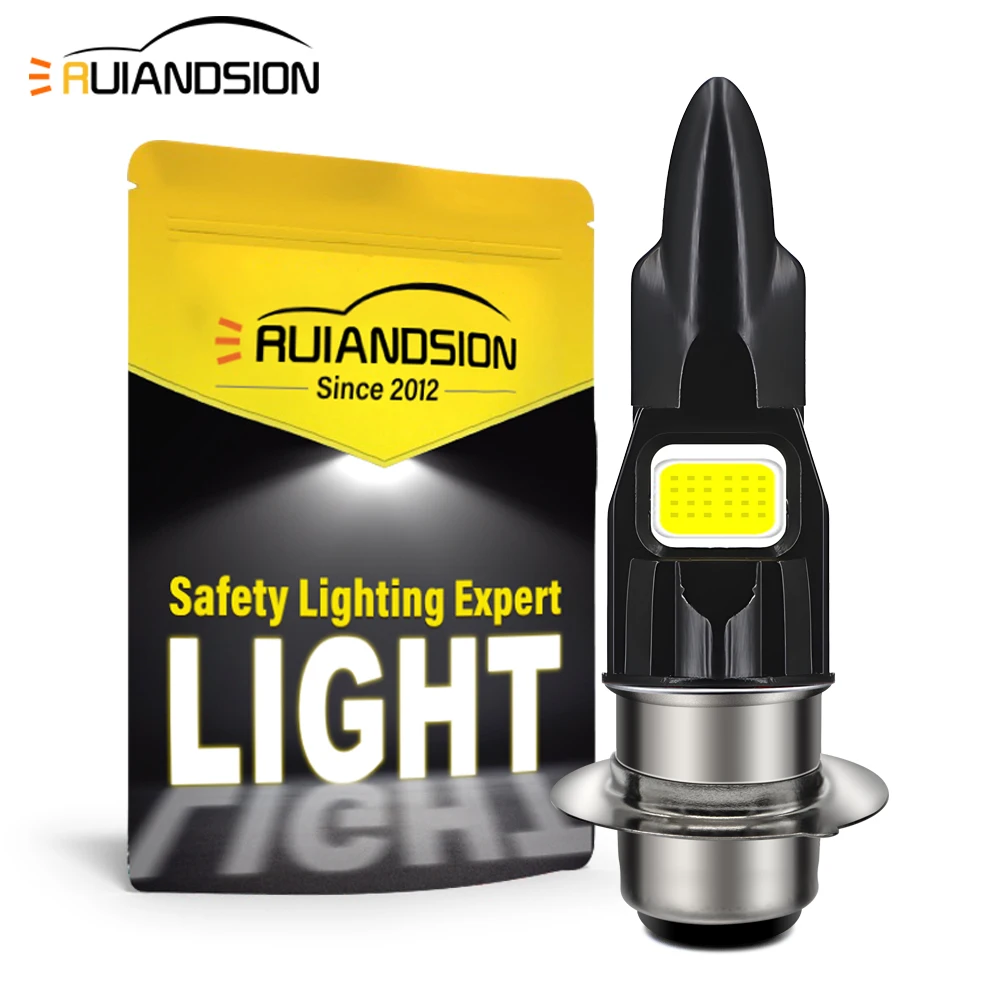 

Ruiandsion H6M H4 BA20D LED Motorcycle Headlight Bulb COB 2Chip Superbright 6000K White Scooter Light Lamp Fog Lamp10-80V 1/2pcs