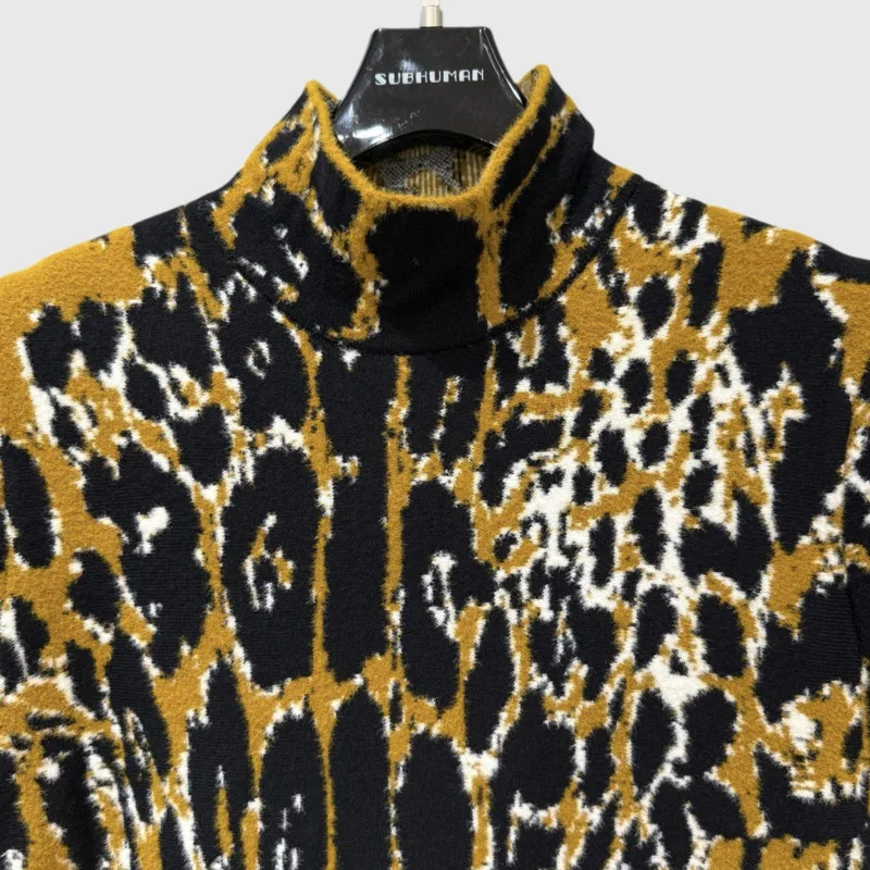 HKSH 女性のストリートウェアスタイル 2025 トレンド夏の新ヒョウ柄タートルネック半袖ドレスシックなファッションショートスカート HK4659