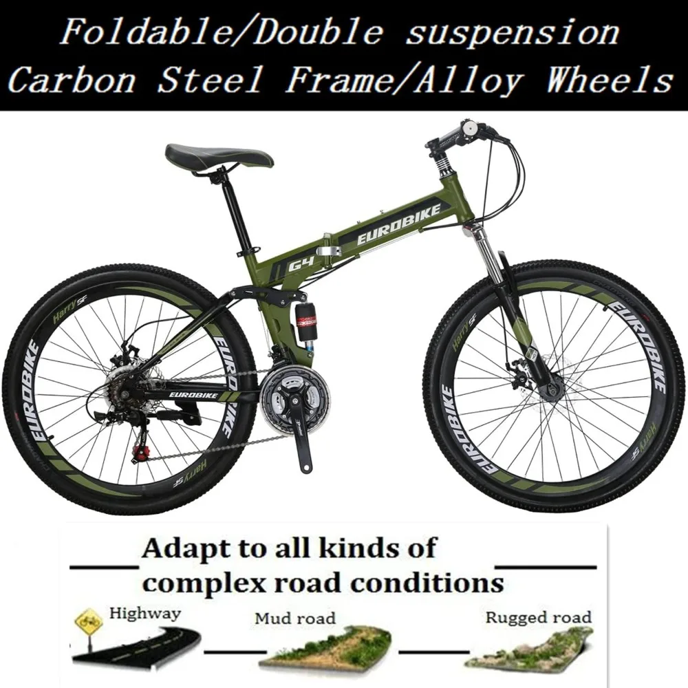 Folding Bike,Folding Bike for Adults,21 Speed Bike,26/27.5 Inches, Dual Suspension Bike