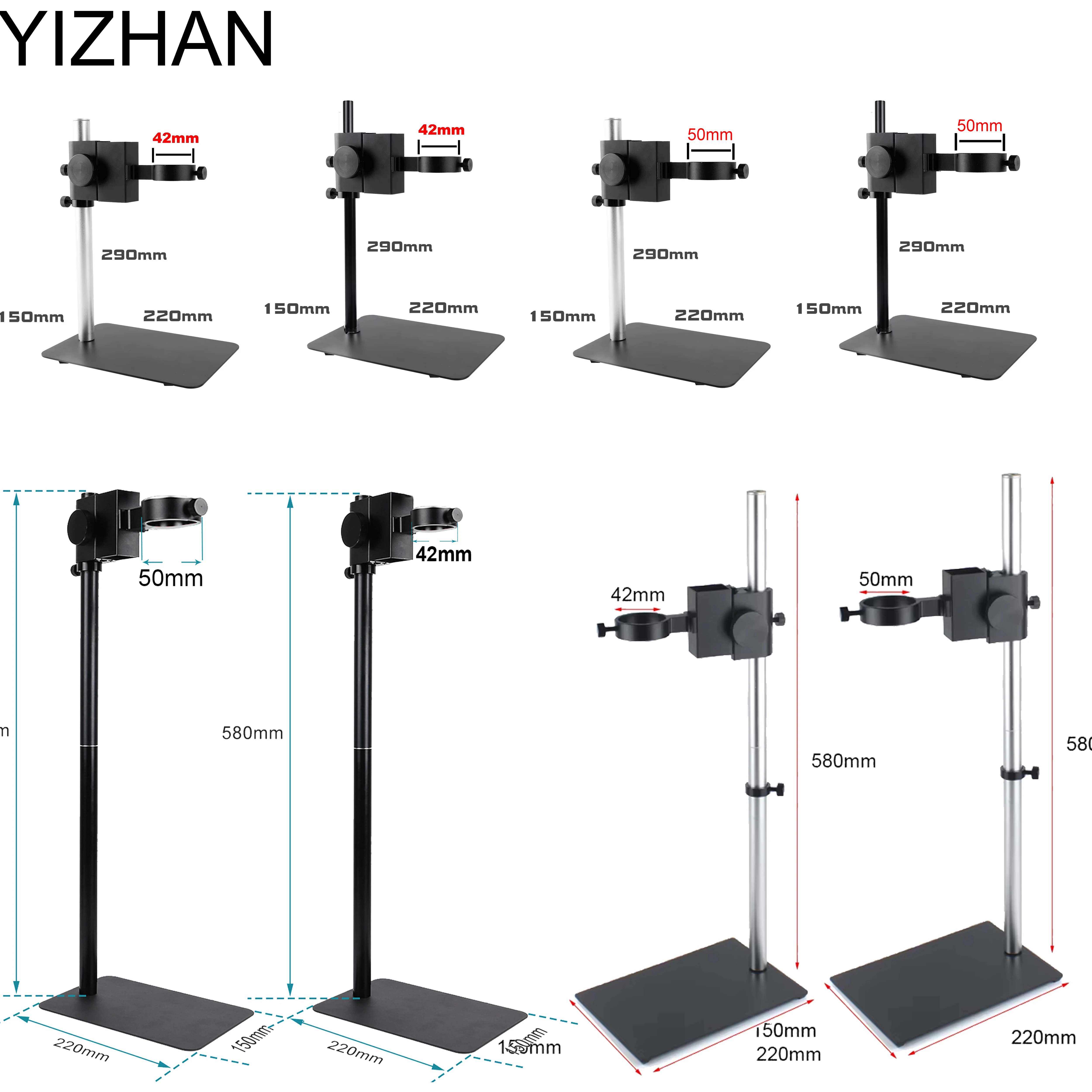

YIZHAN Aluminum Alloy Adjustable Microscope Stand Full Metal Support Extended Bracket 42mm 50mm For Zoom Lens Microscope Camera