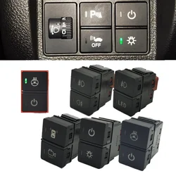 For Honda Car Green LED Dual Switch Front Rear Fog Light Recorder Radar Power LED Headlight Steering Wheel Heating Switch Button