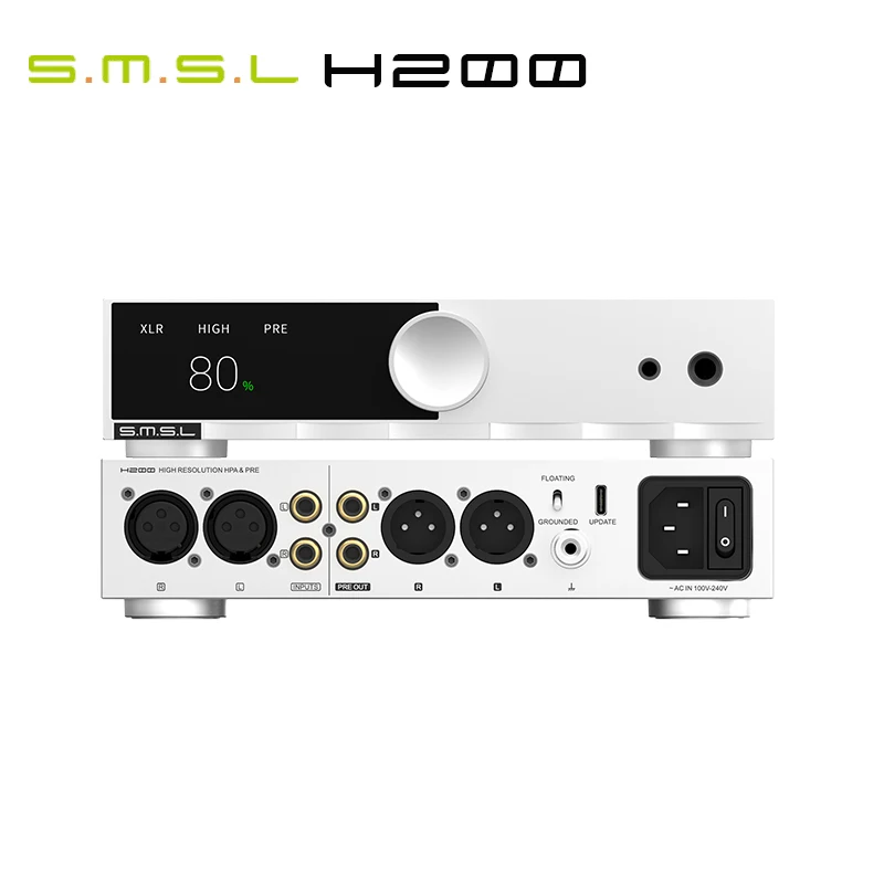 SMSL H200 Headphone Amplifier High/Med/Low Gear Gain Switch Control, Pre-output Function with Remote Control Amp