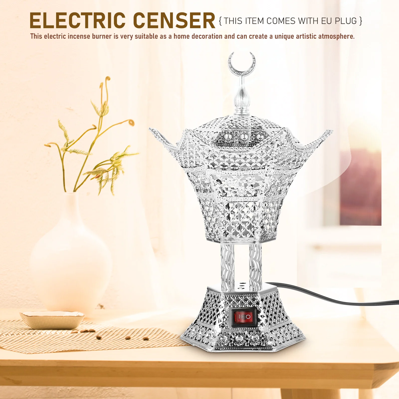 

Electric Incense Burner Desktop Uniform Coloring Plug-in Electric Censer Home Decoration Aroma Burner Eu Plug