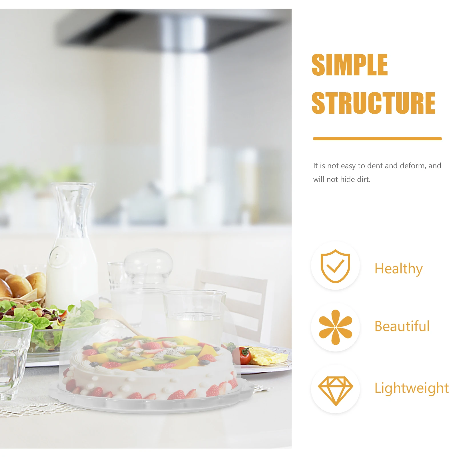 

Glass Cake Cover White Protective Dessert Cover Transparent Food Container Refrigerator Safe Display Plate