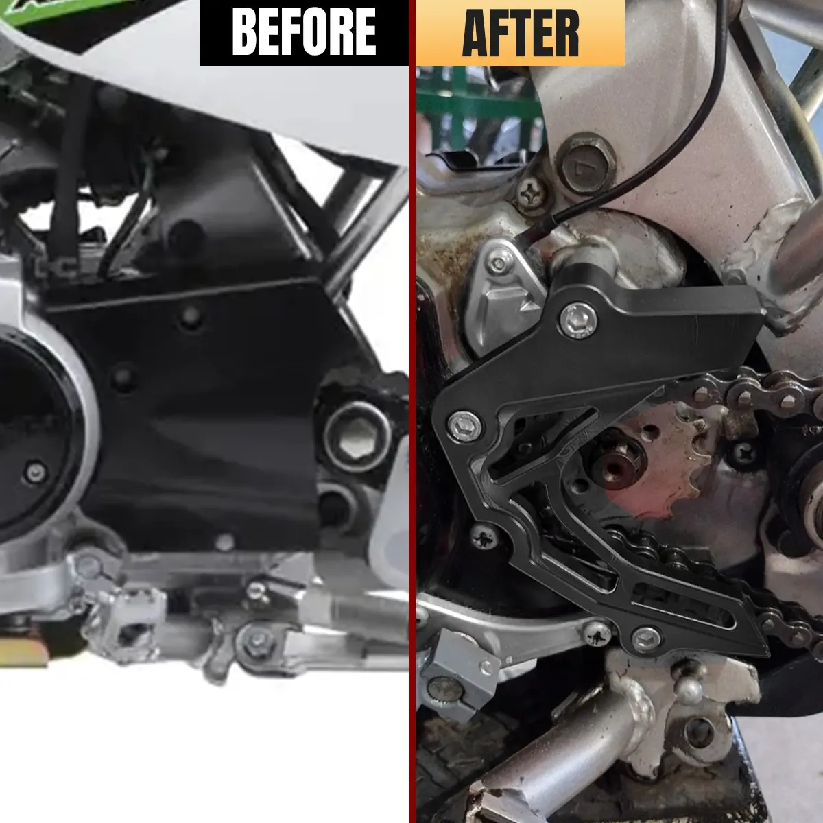 دراجة نارية الجبهة ضرس الحرس سلسلة غطاء CNC سبائك الألومنيوم اكسسوارات لكاواساكي KLX110 2002 + KLX110L 2011 + #6