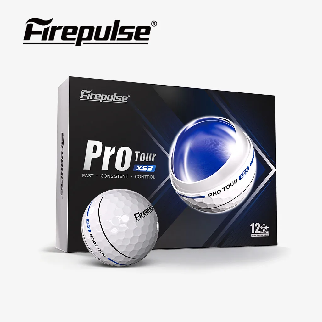Firepulse 3-Piece Urethane Covered Golf Balls Super Long Distance 360 Degree Putting Three Line Alignment Tournament Pro Balls