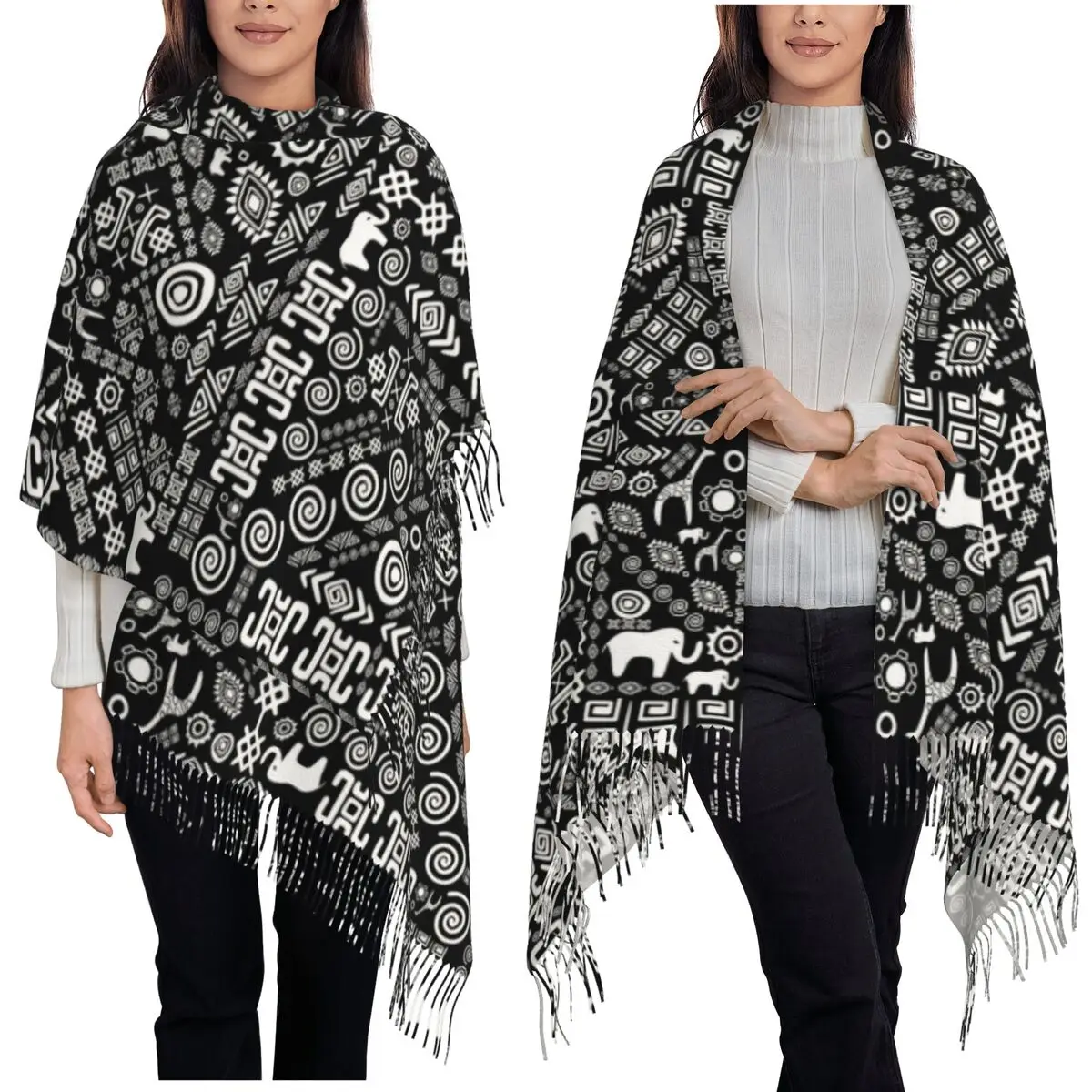 

Kabyle Amazigh Africa Алжир Этнический шарф Шарфы с кисточками для женщин Мягкие теплые шали и накидки Большая осенне-зимняя шаль