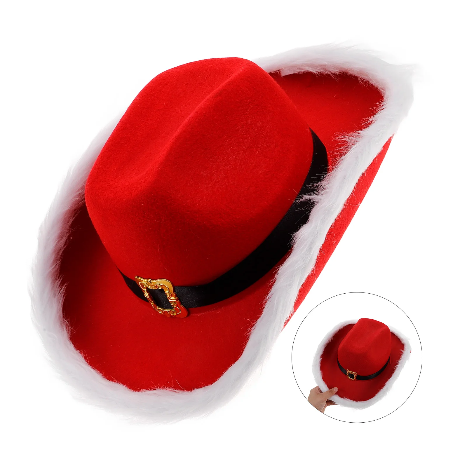 Christmas Western Cowboy Hat Santa Cowgirl Accessories Party Supplies Xmas Decoration Claus Non-woven Fabric