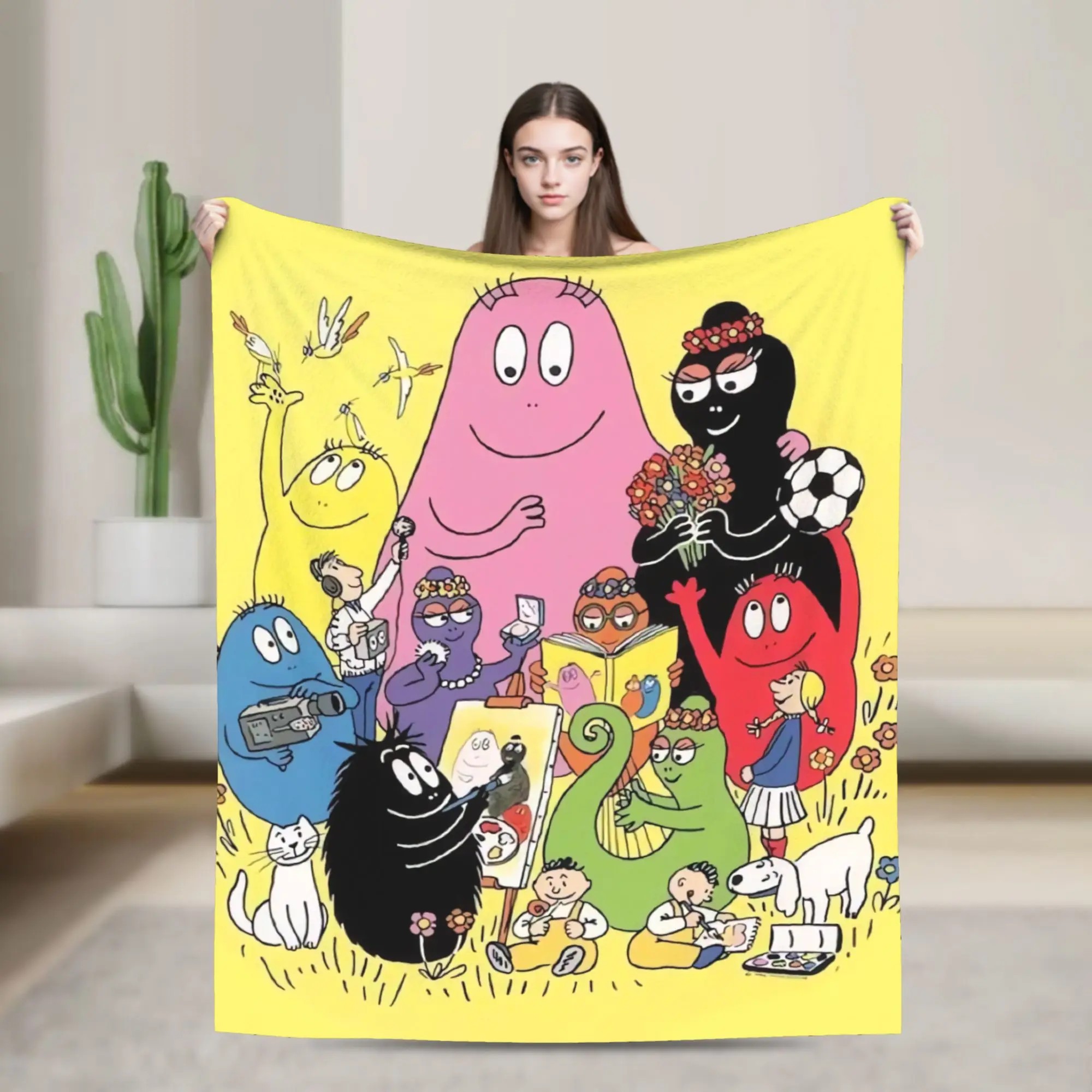 Super Warm Blankets Travel Barbapapa Barbamama Bedding Throws  Flannel Bedspread For Couch Bed Novelty Sofa Bed Cover