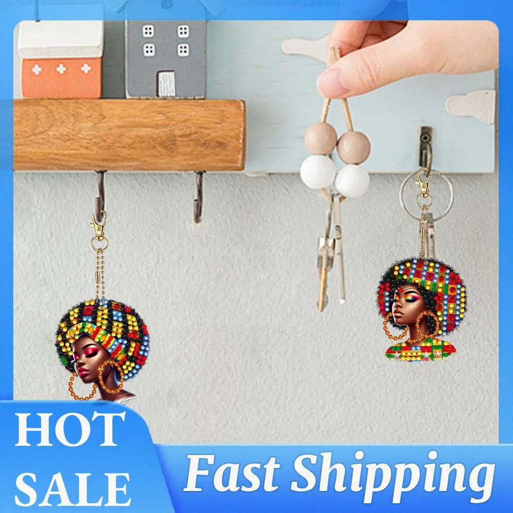 

Набор из 6 брелоков для ключей с 5D алмазной мозаикой, DIY, особой формы, для рисования алмазами, с кристаллами и стразами