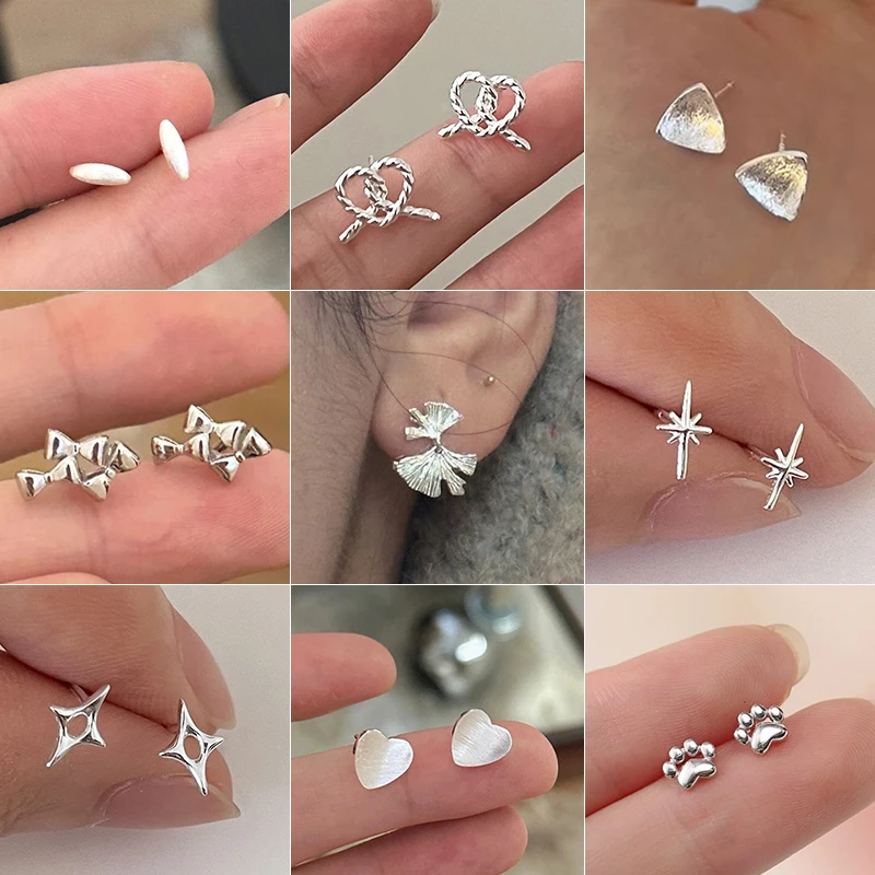 Fashion Simple Silver Color Metal Plant Ginkgo Leaf Earrings for Women Exquisite Stud Earring Piercing Jewelry Gift for Teens