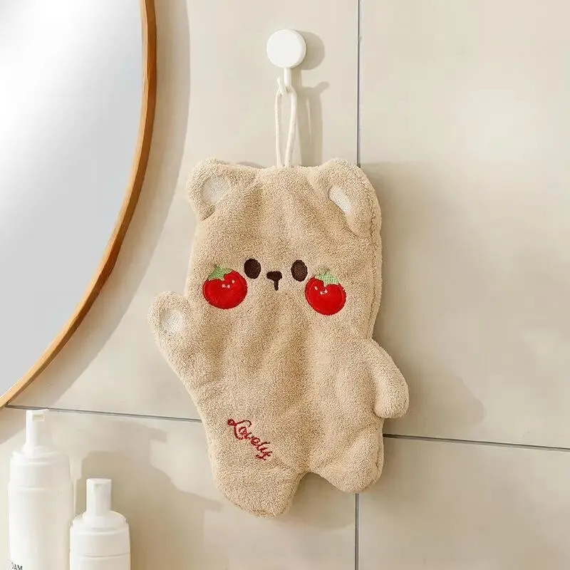 Double Layer Hand Towel Hanging Cartoon Square Scarf Thick Absorbent Towel Coral Velvet Double Layer Cute Tong Hand Towel