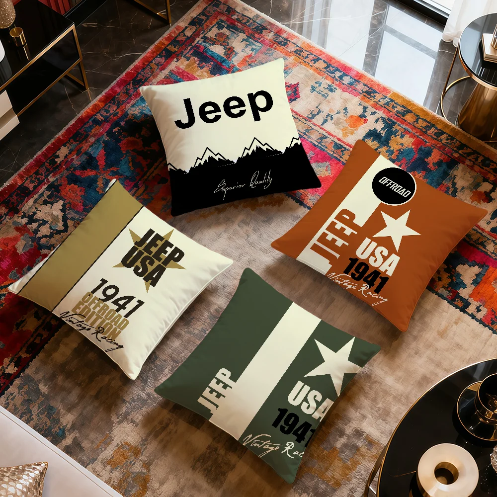 Cushion Cover Soft Comfort Pillowcase Sofa Nap Living Room Fashion Party J-Jeep Home Pet Racing Decor Cool Pillowcover