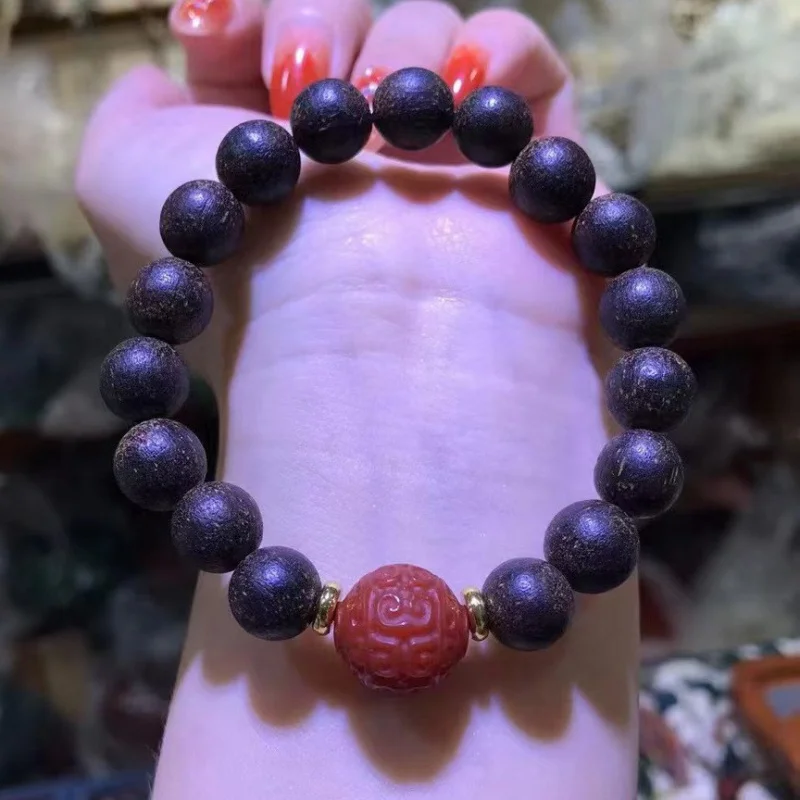 Vietnam Ant Eaglewood Buddha Beads Bracelet Ripple Agate Spacer Beads Ornament