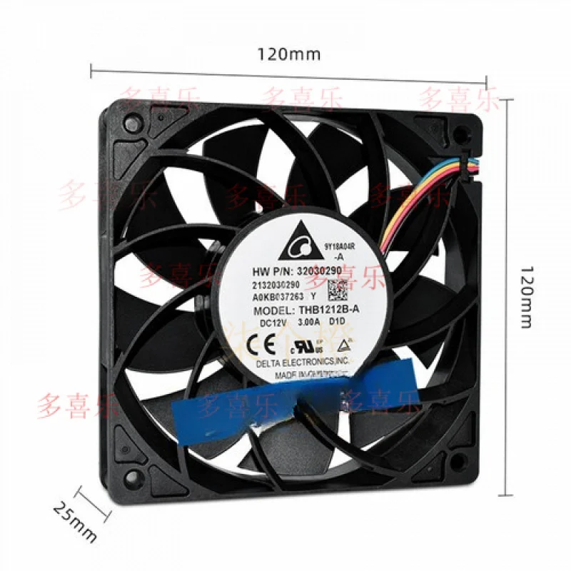 

ZMZM 1/piece THB1212B-A for Delta 12025 12V 3.00A 12CM 4-wire PWM Chassis Server Fan