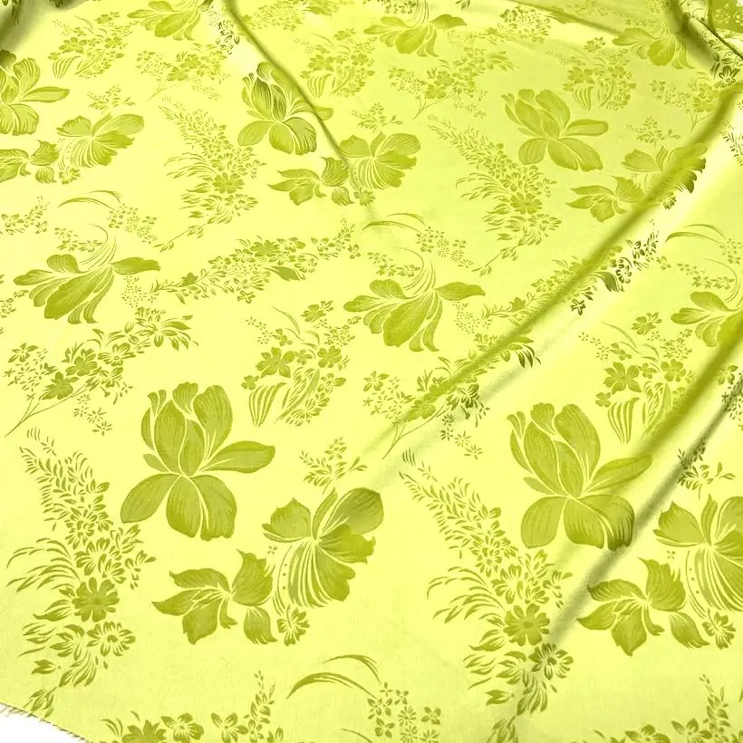 Neon Green Embossed Jacquard Fabric Brocade Design Sewing Material Sofa Cheongsam Dress Garment Fabric 150cm Sold By Half Meter view 2