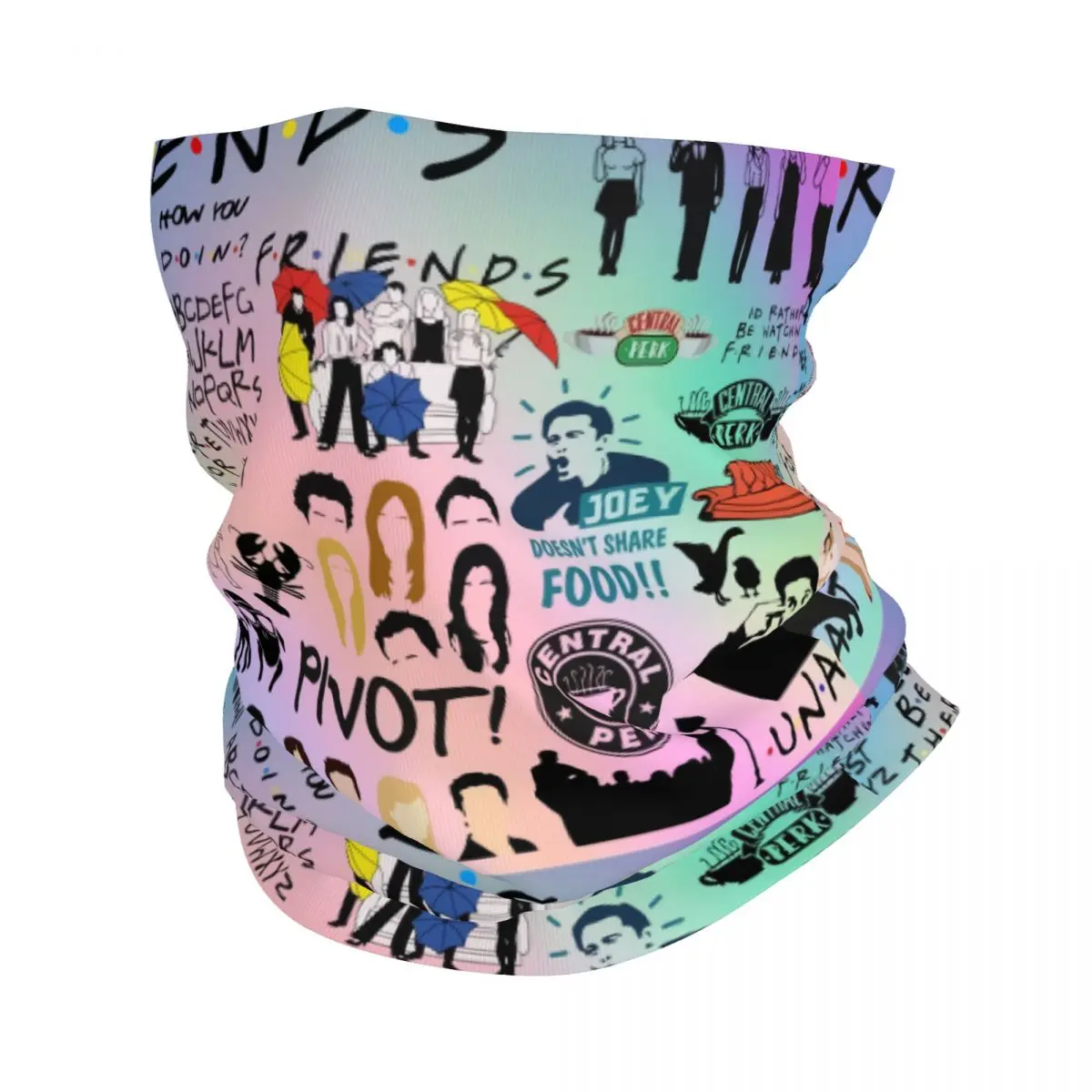 Custom TV Show Friends Symbol Neck Gaiter Men Women UV Protection Winter Bandana Scarf for Ski