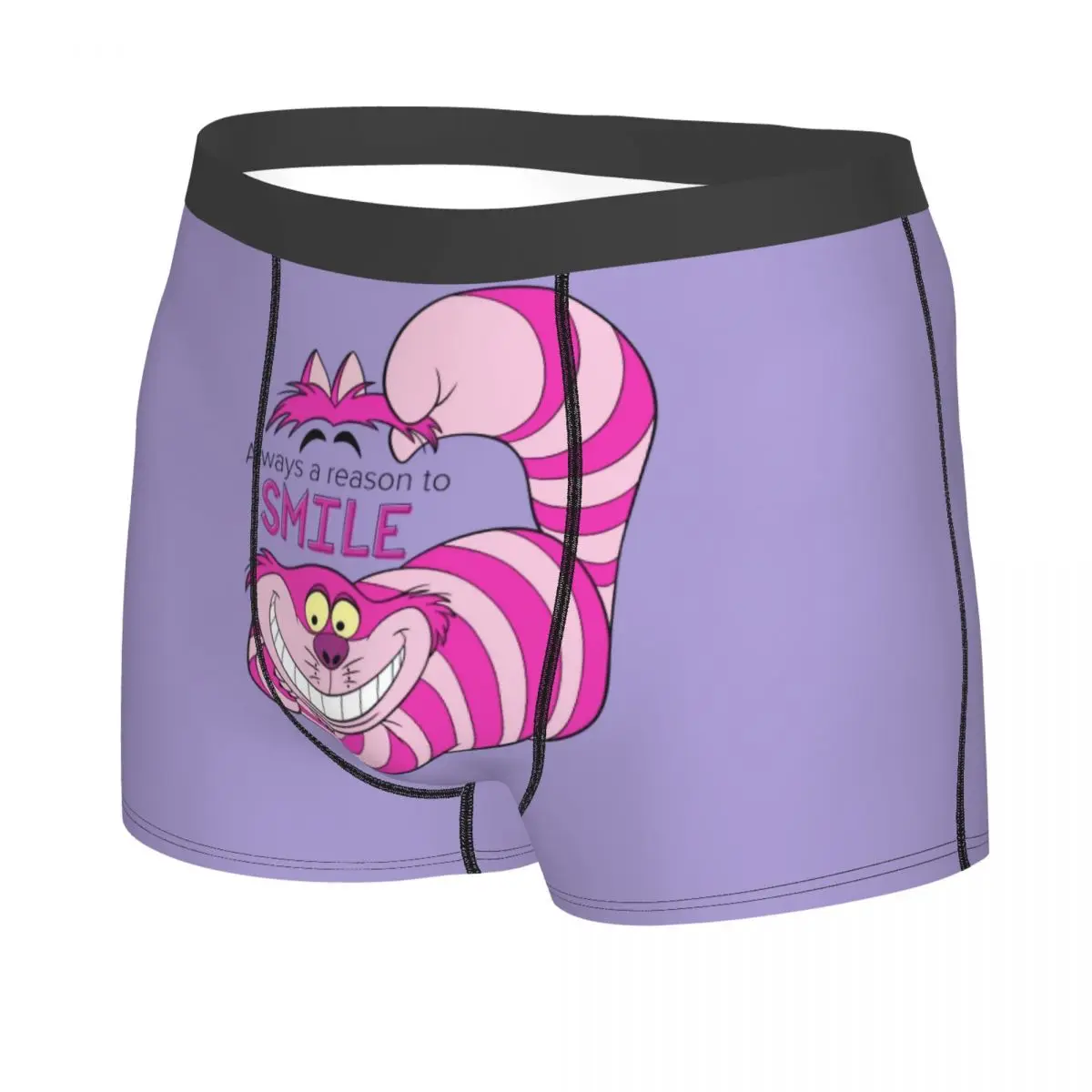 Custom Male Funny Cheshire Cat Underwear Comic Alice In Wonderland Cartoon Boxer Briefs Breathable Shorts Panties Underpants