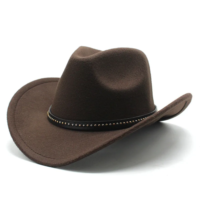 Western Cowboy Hat Black Woolen Jazz Top Hat Men S Ladies National Style Autumn And Winter Felt Cap Broad Brimmed Hat