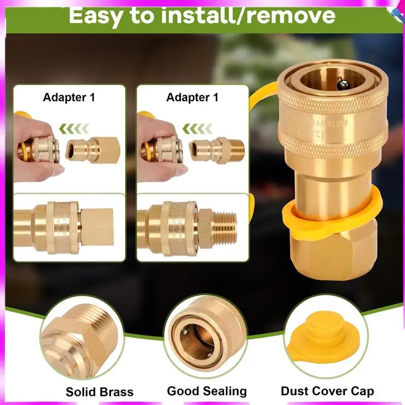 

N96R 1/2-дюймовые быстроразъемные фитинги для природного газа, комплект быстроразъемного шланга для пропана, для газового гриля, обогревателя и генератора