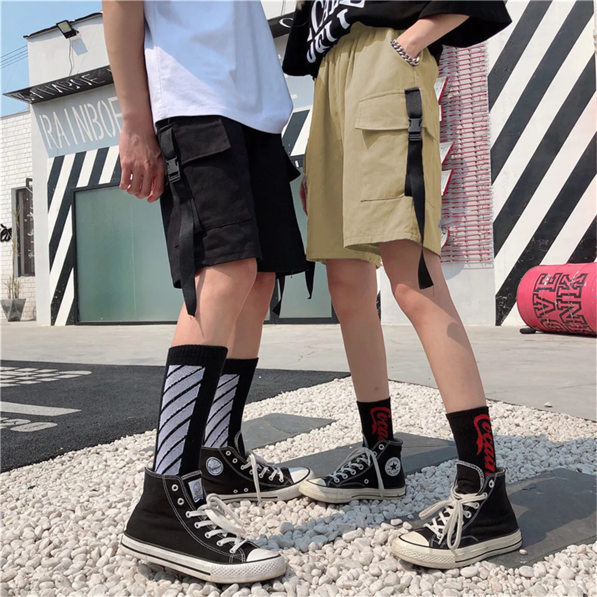Cool Cargo Shorts Women Large Pocket Harajuku Minimalist Japan Shorts Girl Couple Korean Trendy Street Summer Hip Hop Shorts