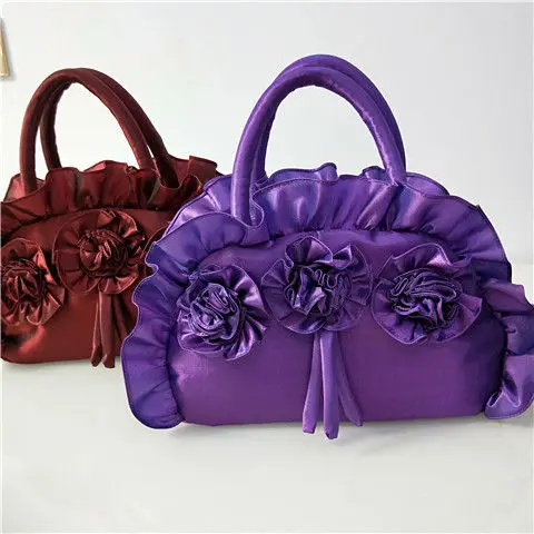 JIAERDI Gothic Purple Y2k Hand Bag Women New Dark Lolita Soft Chic Handle Purse Female Vintage Flower Cute Mini Bag Bolso Mujer