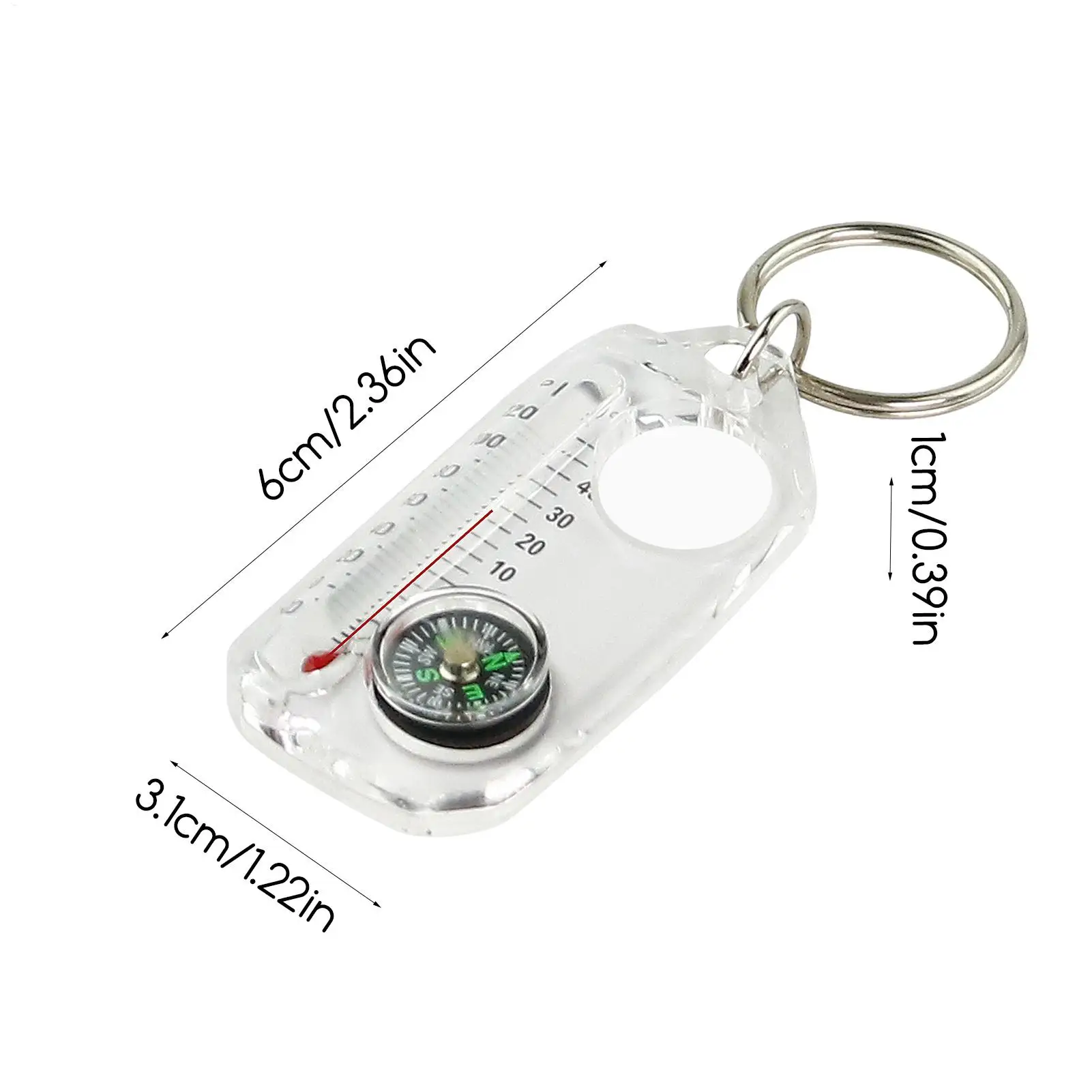 3in 1 Keychain Camping Compass Thermometer Outdoor Climbing Temperature Tester Survival Guiding Compass Tools view 6