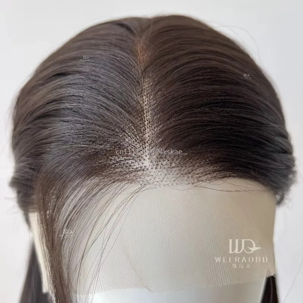Looook Store Dark Brown Chestnut Full Lace Hand Hook Wig Natural Tie Style Cut Head Cover Matte