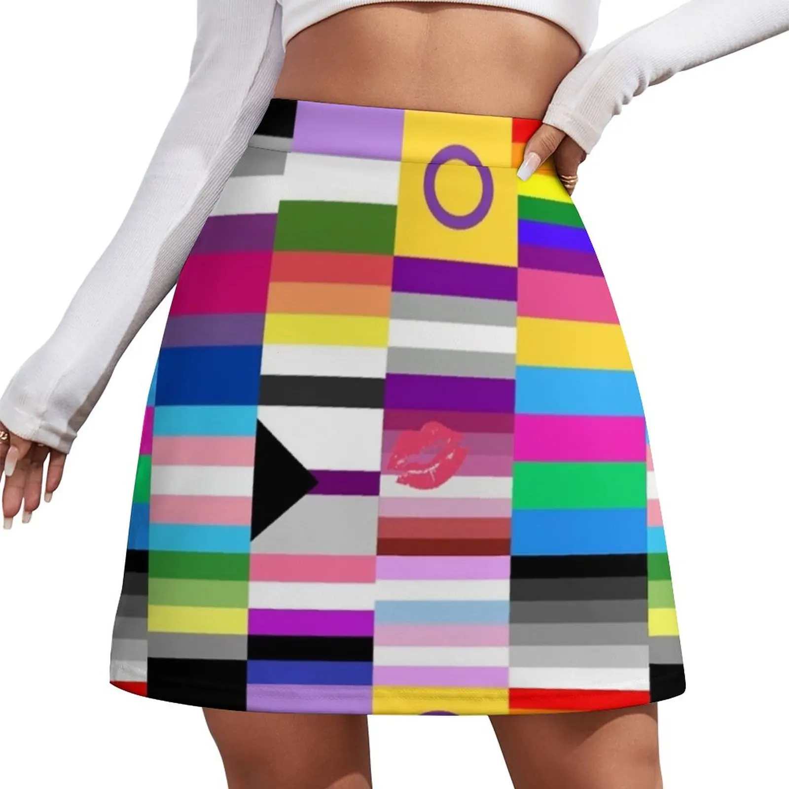 LGBTQA+ Flag Collage Mini Skirt women's skirts trend 2026 skirts for womens fairy grunge Mini Skirt