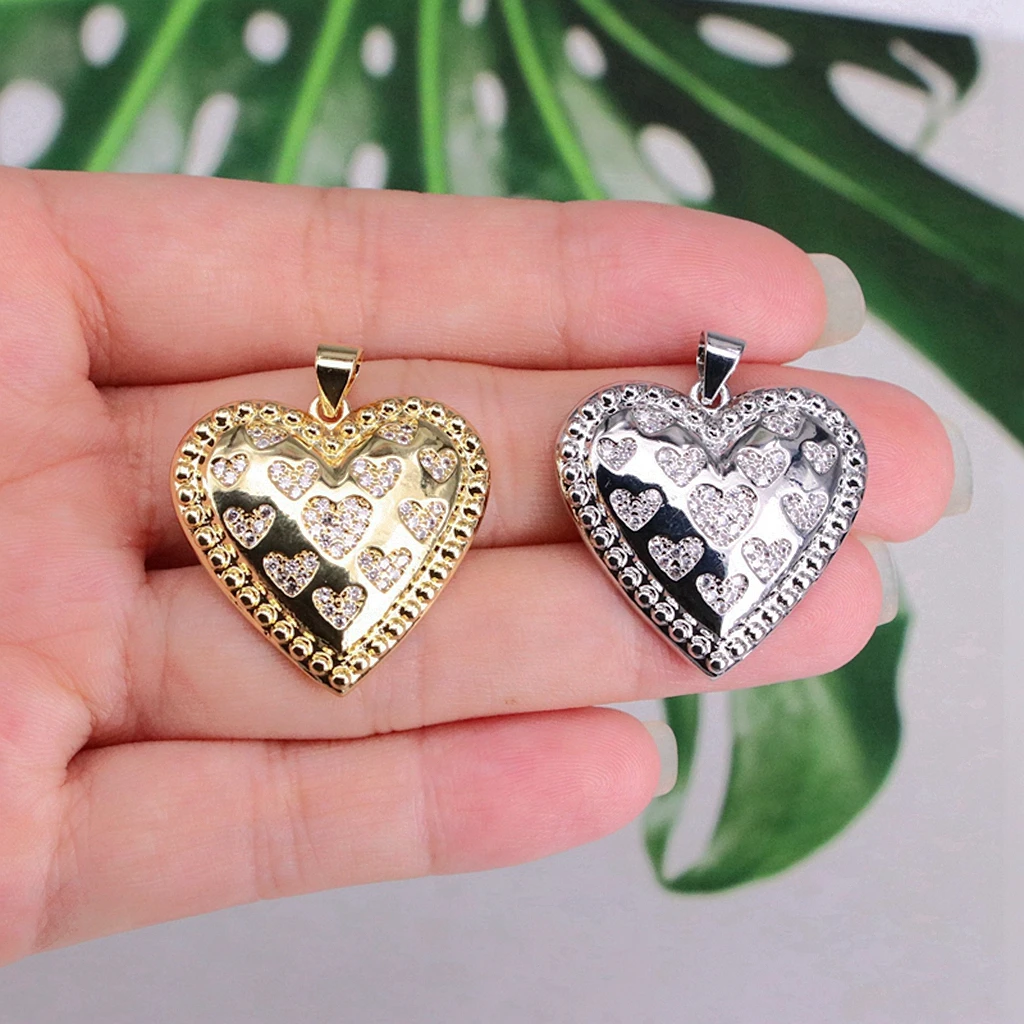 

Hot 4PCS-25*25mm Heart Pendant Necklaces For Women Crystal Gold Plated Necklace Jewelry Gifts For Girlfriend Bulk Item