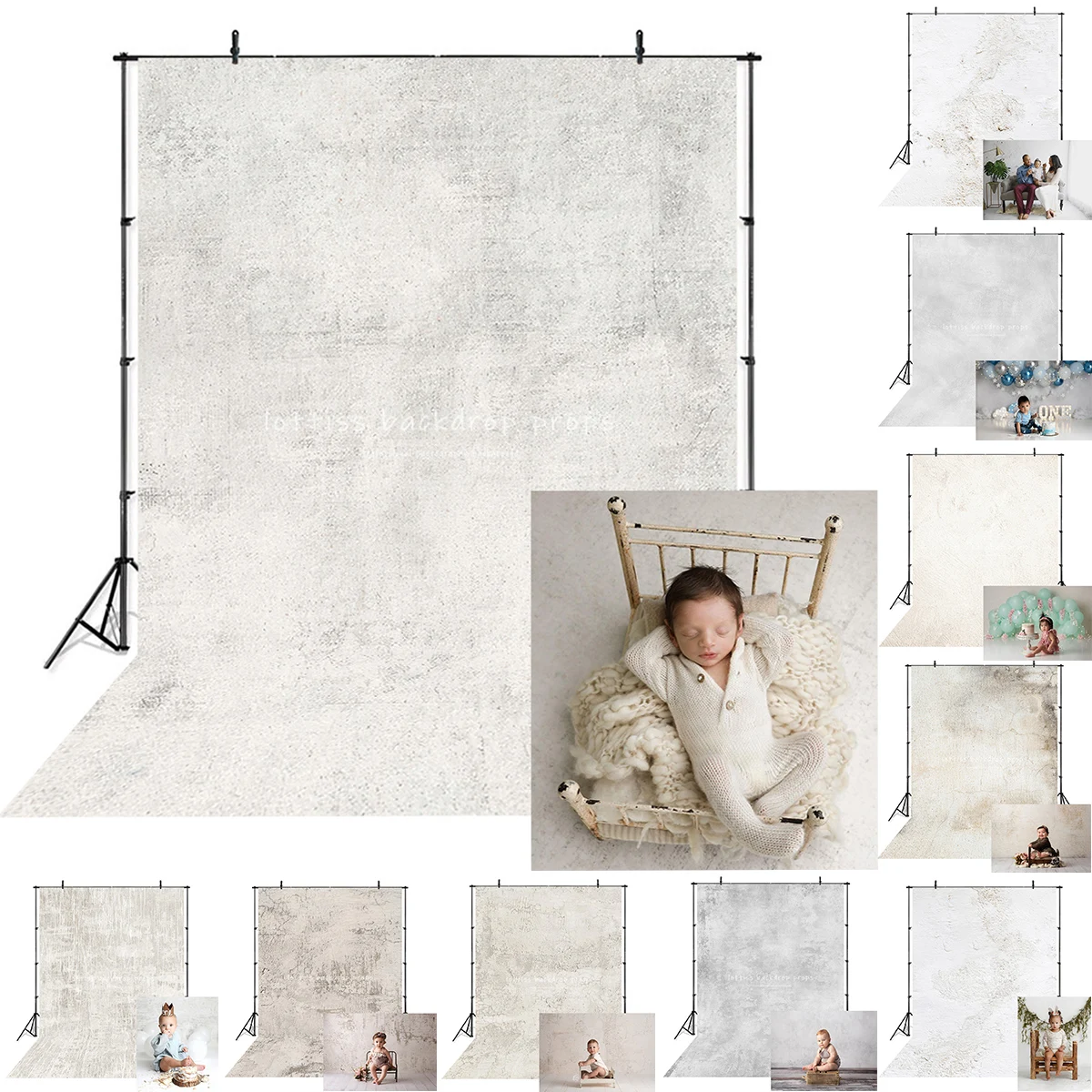 Light Grey Backdrops Kids Newborn Photography Child Adult Photocall Decors Solid Mottled Retro Walls Backgrounds