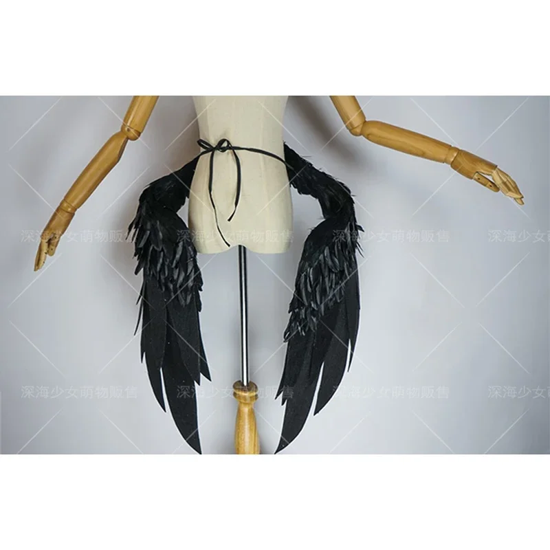 Overlord Albedo Wings Cosplay Costume, Props pour la fête d'Halloween, Perruques violettes profondes, Perruques cornes, Bonnet de perruque