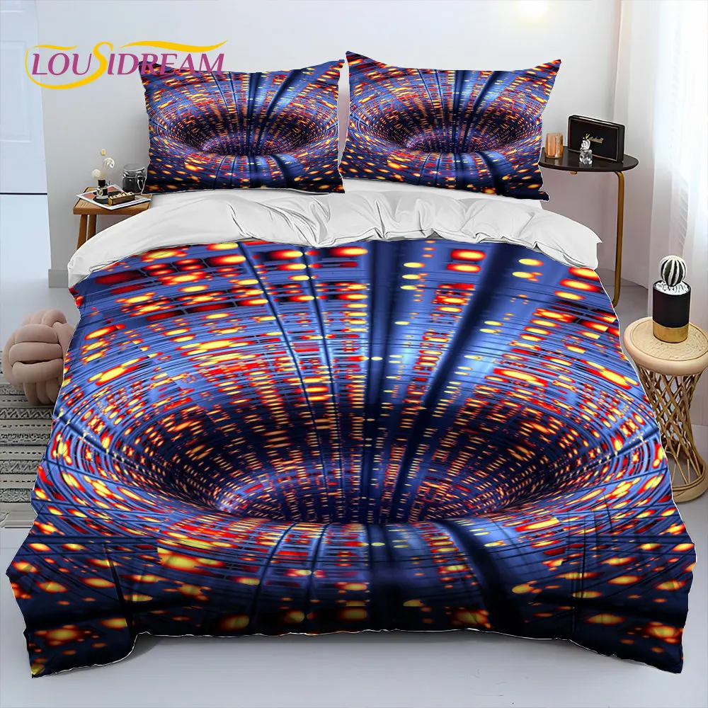 

3D Geometric Visual Illusion Comforter Bedding Set,Duvet Cover Bed Set Quilt Cover Pillowcase,King Queen Size Bedding Set Gift