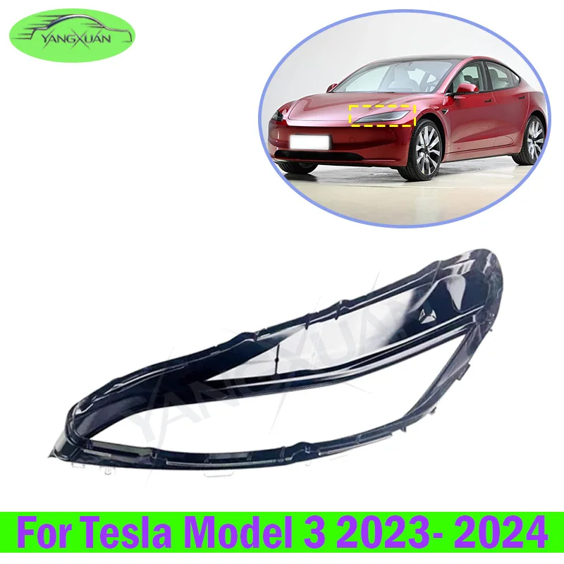 For Tesla Model 3 2023- 2024 Car Front Headlight Cover Auto Headlamp Lampshade Lampcover Head Lamp light Lens Shell