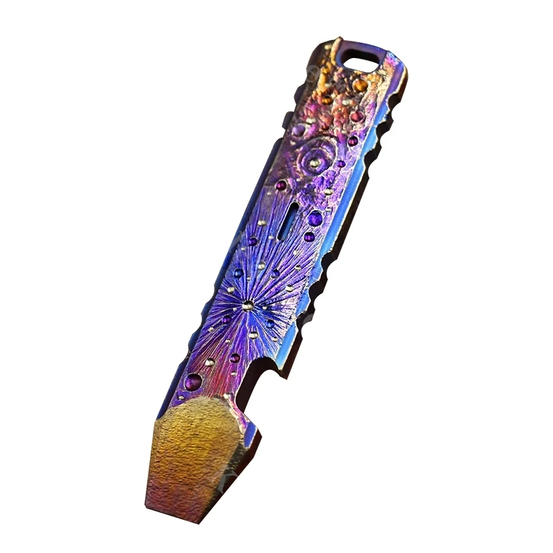 Titanium Alloy Crowbar Multi functional Outdoor Tool with Carabiner EDC Keychain Pendant and Bottle Opener Portable Tool - Image 5