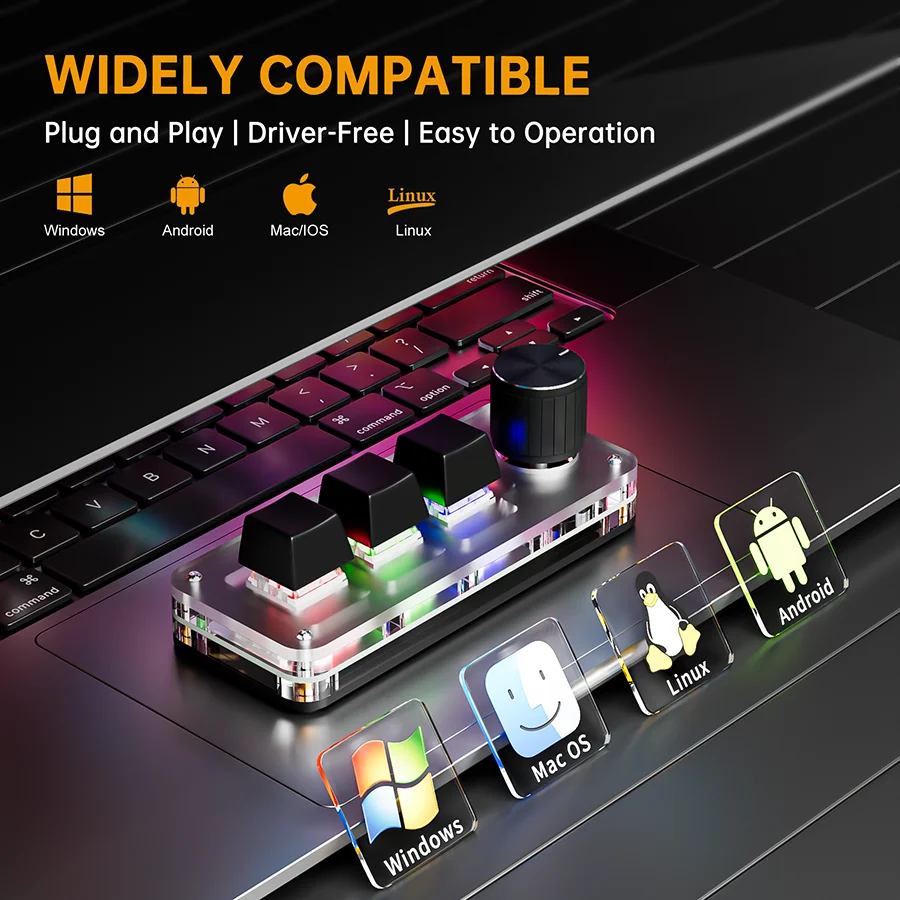 3 Key Macro Keyboard Wireless Mechanical Mini Keypad RGB Hot Swappable Knob Custom Shortcut Gaming OSU Designer Programmable