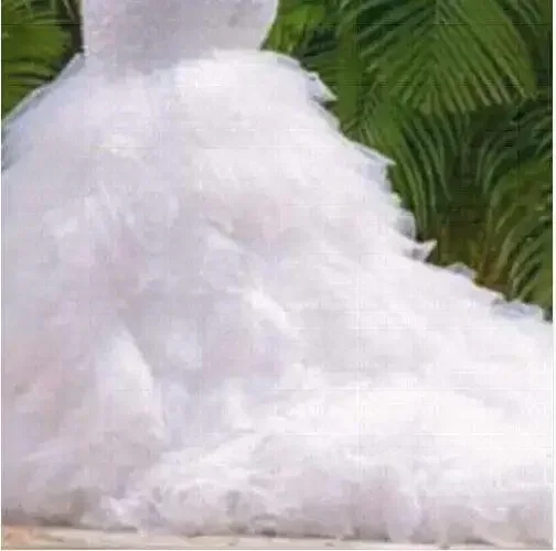 맞춤형 오프숄더 풀 펄 브라이덜 가운 롱테일 트럼펫 멀티 레이어드 러플 머메이드 웨딩 드레스