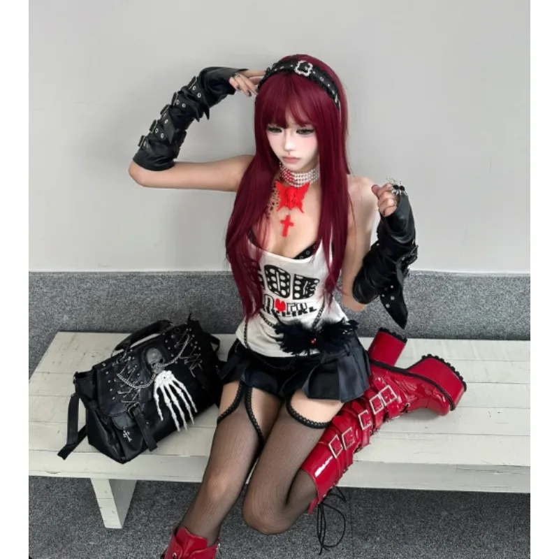 86cm Wine Red Long Straight Synthetic Wig with Bangs High Temperature Fiber Layered Wig for Daily Cosplay Party Hair Accessory