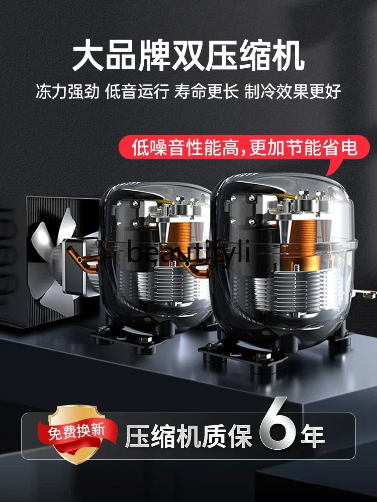 A61 خزانة متعددة الوظائف من الفولاذ المقاوم للصدأ، خزانة عرض مبردة تجارية، ثلاجة مزدوجة لدرجة الحرارة