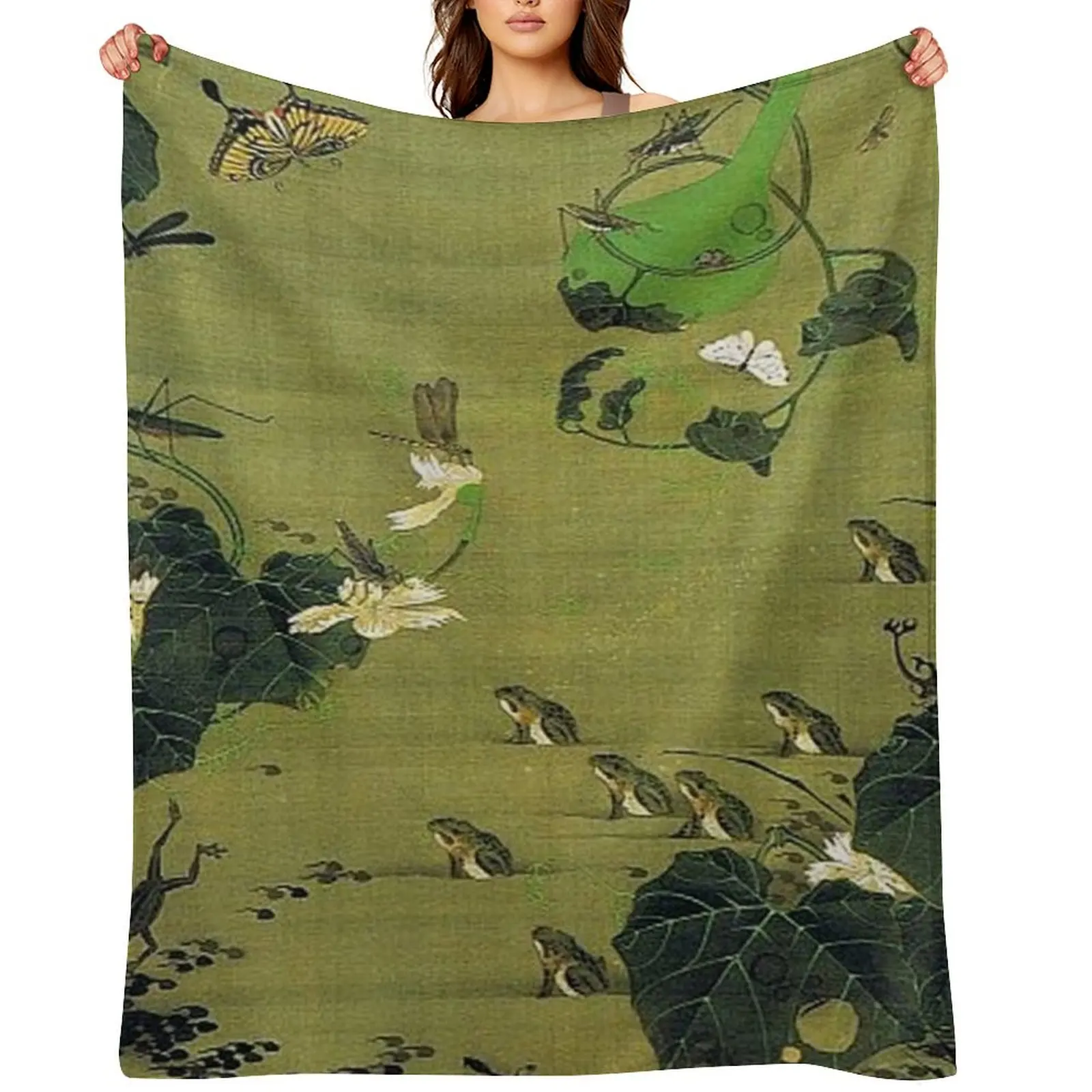 Favourite Artist - Insects By Pond Side - Ito Jakuchu Throw Blanket Custom funny gift warm for winter Beautifuls Thin Blankets