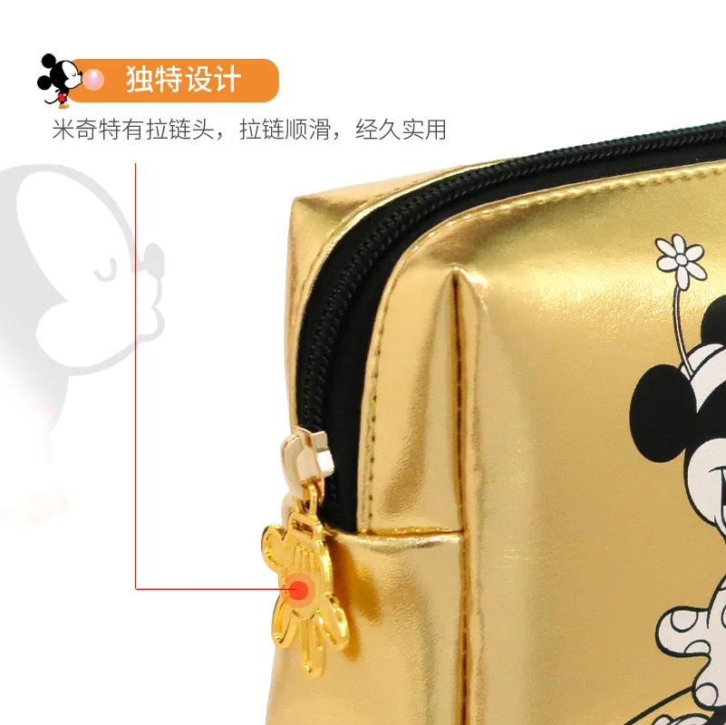 Disney-Bolso de Mickey mouse para mujer, bolsa de cosméticos de almacenamiento, multifunción, creativa, a la moda, 90 aniversario, original y genuino