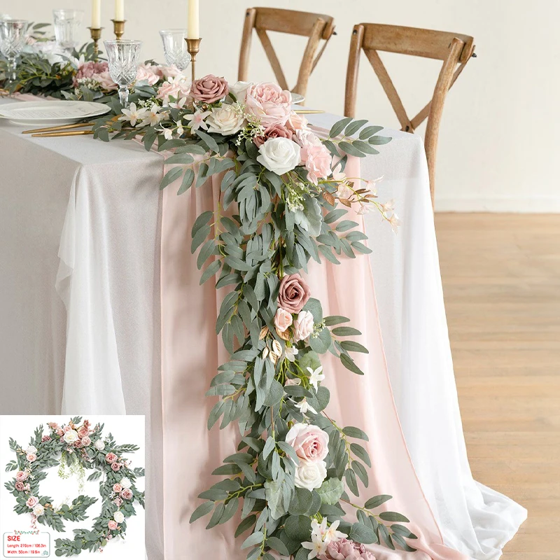 Boho Wedding Decor Artificial Wedding Eucalyptus Willow Garlands Rustic Floral Table Centerpieces For Spring Outdoor Party Decor