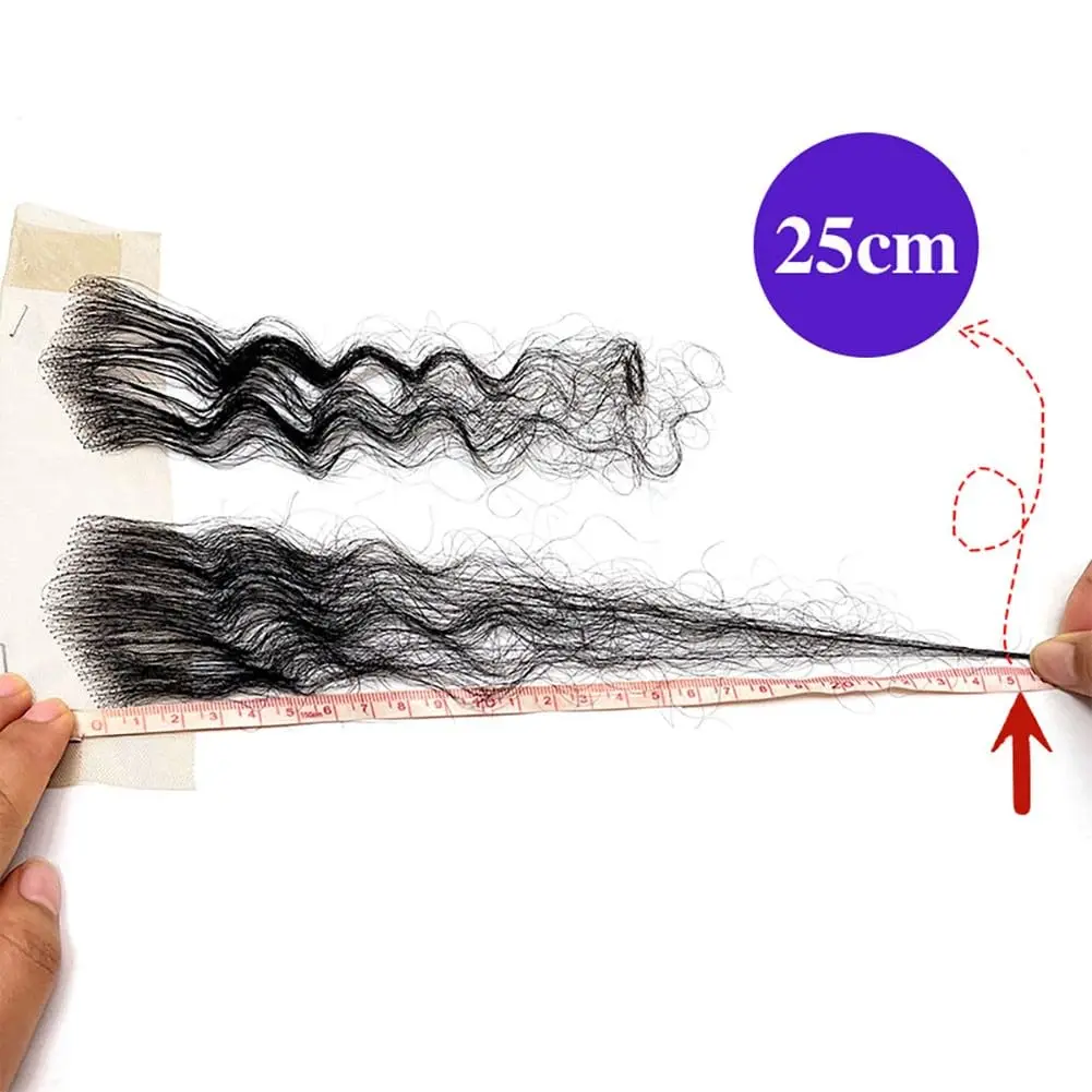 10 بوصة أسود مجعد يدوية الدانتيل الانفجارات الجبين الطفل الشعر حواف وصلة إطالة شعر طبيعي 2 قطعة معبد هيربيسي شعري استبدال