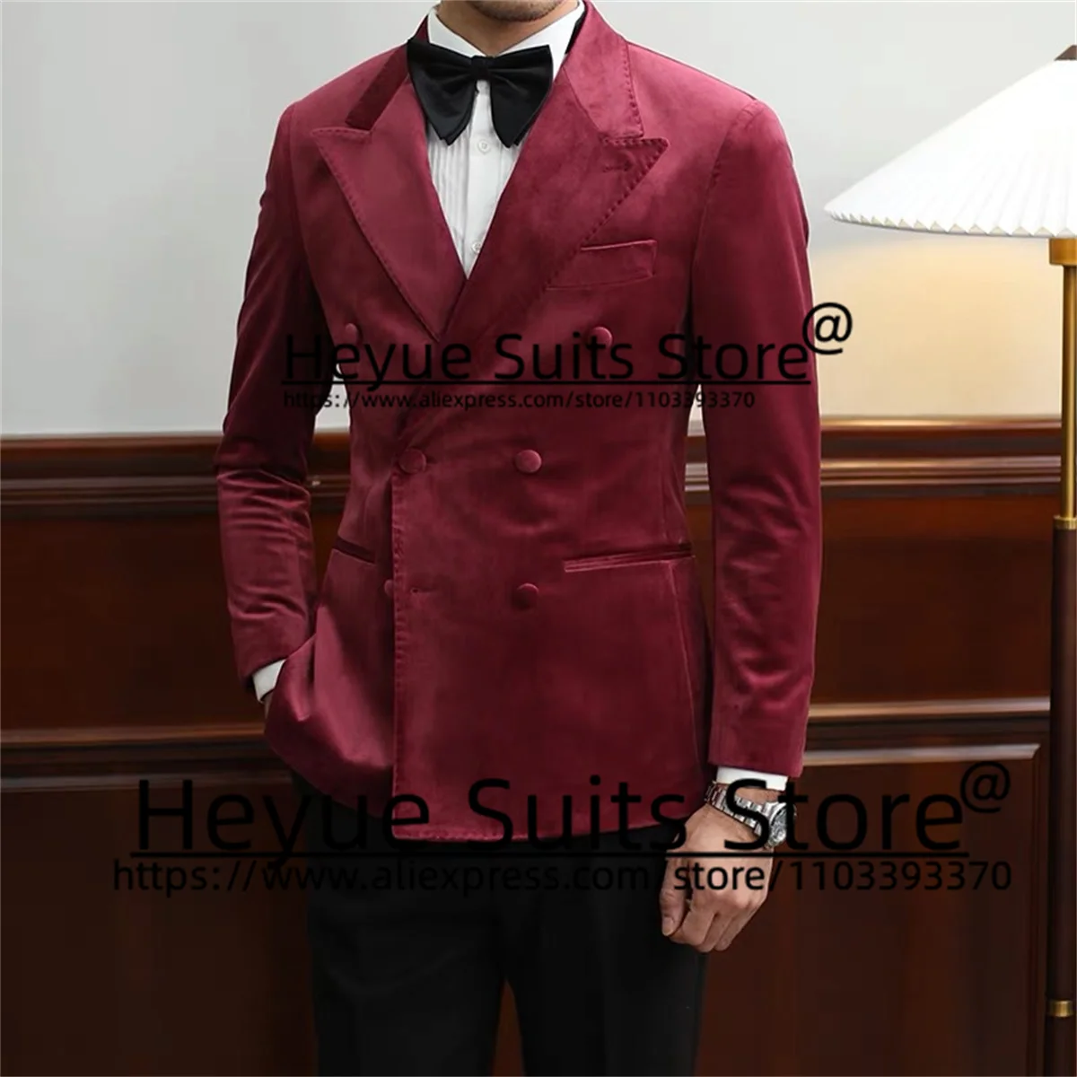 Handsome Double-breasted Elegant Suits For Men High-end Peak Lapel Groom Tuxedos 2 Pieces Sets Casual Male Blazer Costume Homme