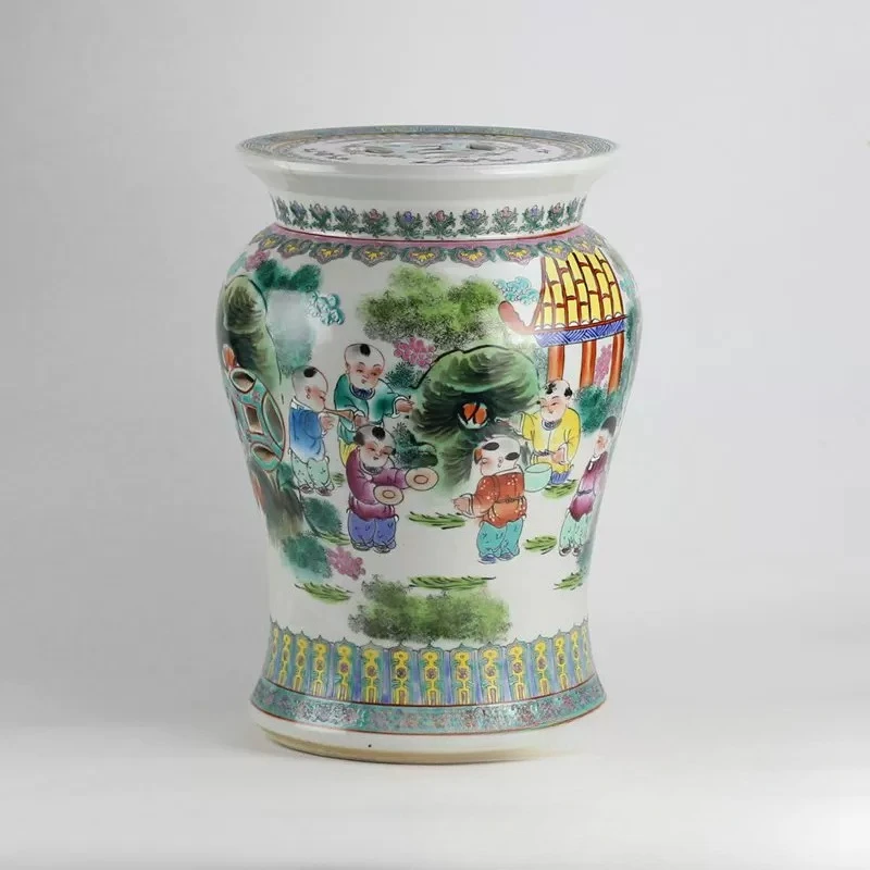 Jingdezhen ceramic hand-painted pastel Baizitu ceramic stool