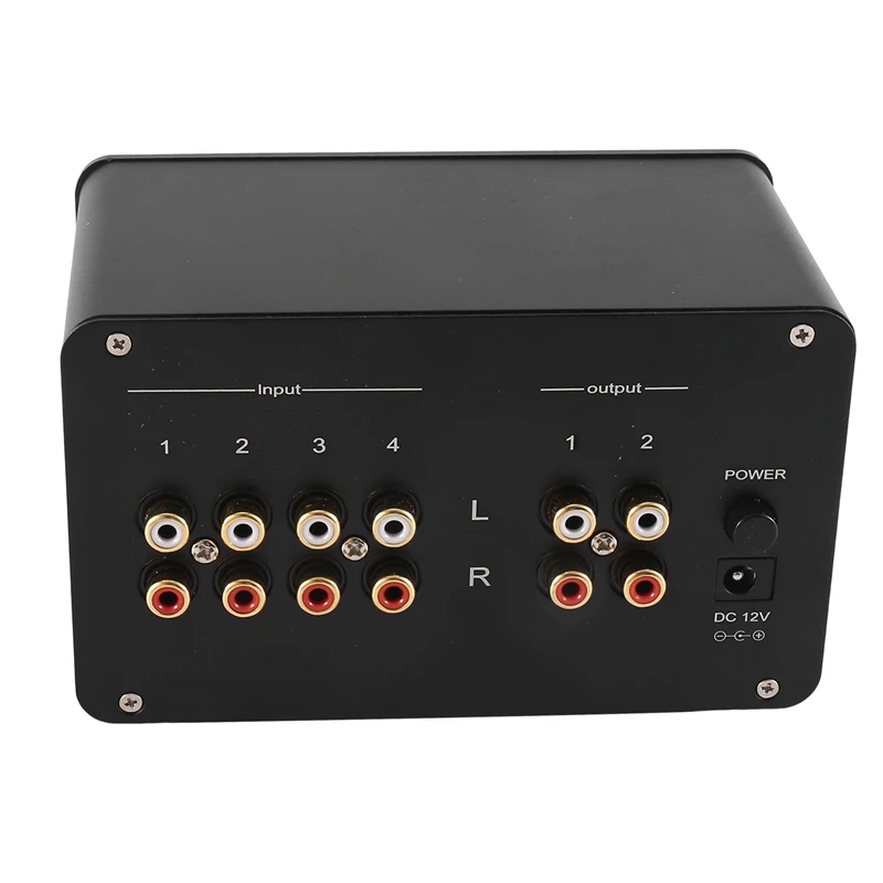 4-Input 2-Output HIFI Preamp High-Bass ปรับเครื่องขยายเสียงในตัว VU ระดับเมตร US Plug